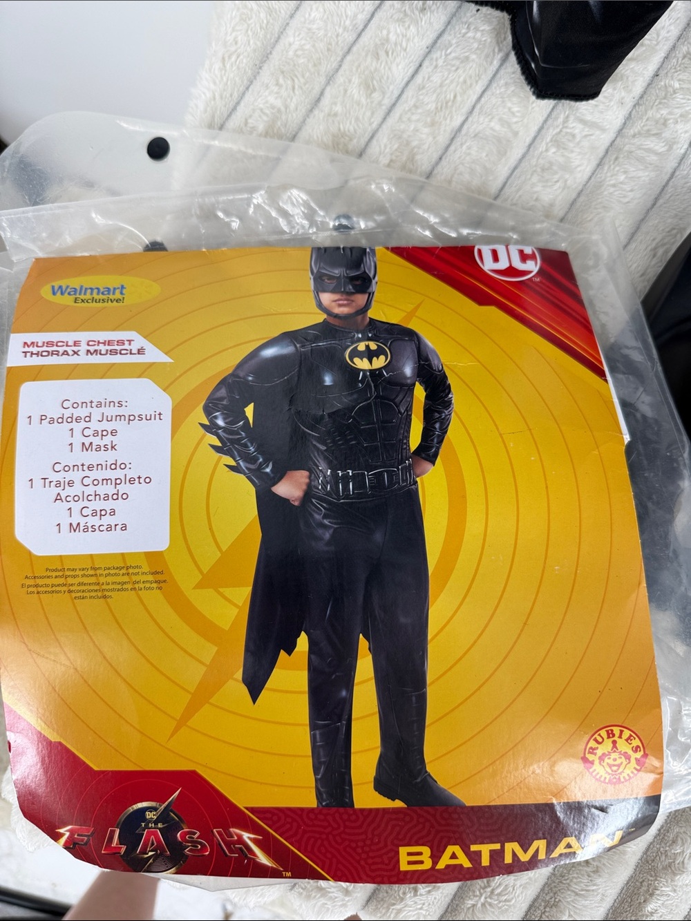 DC Boys Black Batman Costume with Yellow Emblem and Cape